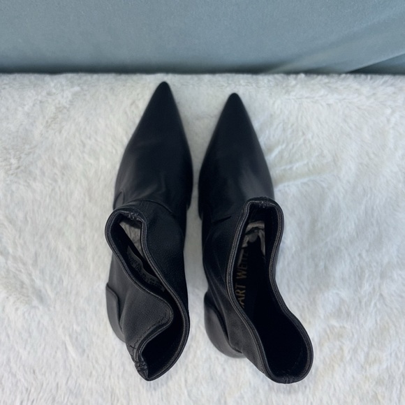 EUC Stuart Weitzman Pointed-Toe Wedge Boot Black Leather Sz 5 Pull-On Women - Picture 5 of 8